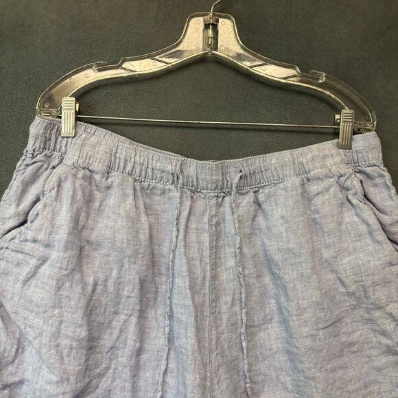 Tahari Womens 100% Linen Shorts 1X Light Blue Elastic Waist Casual Summer Resort - Picture 9 of 14